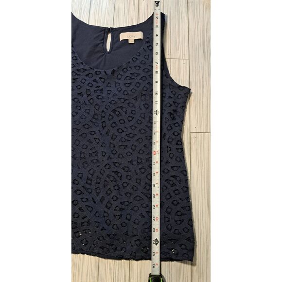 LOFT Lace Overlay Tank -Navy- Medium- boho, chic, feminine, casual, dressy - Picture 7 of 8